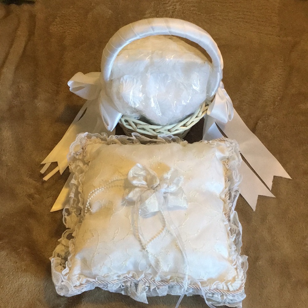 Wedding Bundle - Flower Girl Basket and Ring Bearer’s Pillow